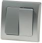 Preview: ChiliTec DELPHI 21108 Serien-Schalter 2-fach, 250 V, 10 A, Silber, Unterputz, inkl. Rahmen